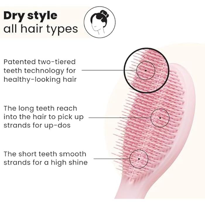 Tangle Teezer | The Ultimate Styler Hairbrush | Maintains & Blends Wigs, Weaves, Extensions & Clip-Ins | Finishing Brush for Adding Volume, Texture, Shine & Brushing Out Curls | Millennial Pink - Image 2